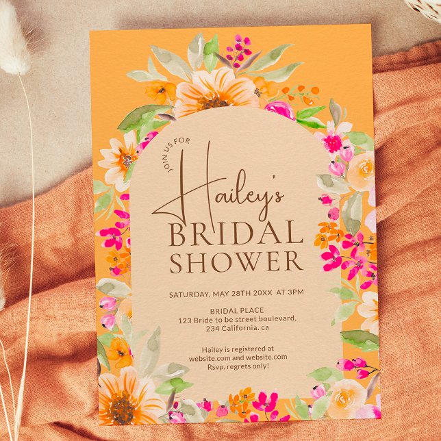 Orange Country floral watercolor bridal shower Invitation (Creator Uploaded)