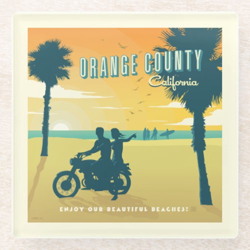 Orange County California Beaches Glass Coaster