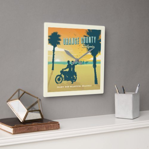 Orange County California Beaches Square Wall Clock