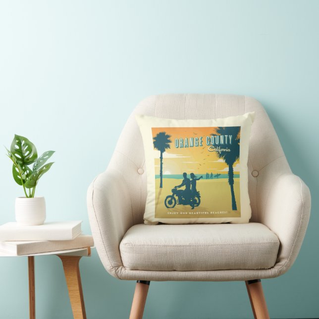 Orange County, California Beaches Throw Pillow (Chair)