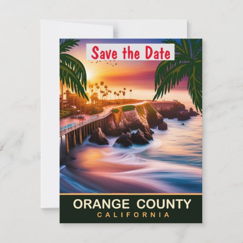 Orange County California Travel Postcard  Save The Date