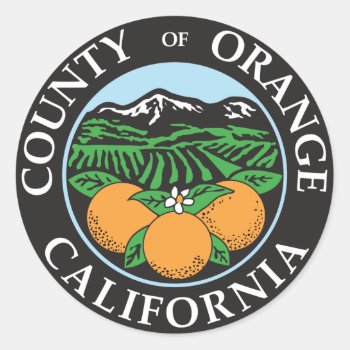 Orange County Classic Round Sticker by GrooveMaster at Zazzle
