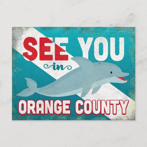 Orange County Dolphin _ Retro Vintage Travel Postcard