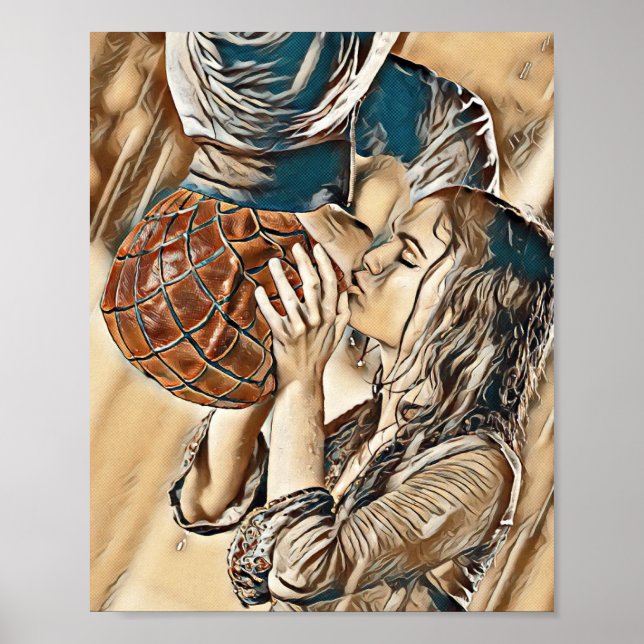 Orange County Super Hero Kiss Art Portrait Print (Front)