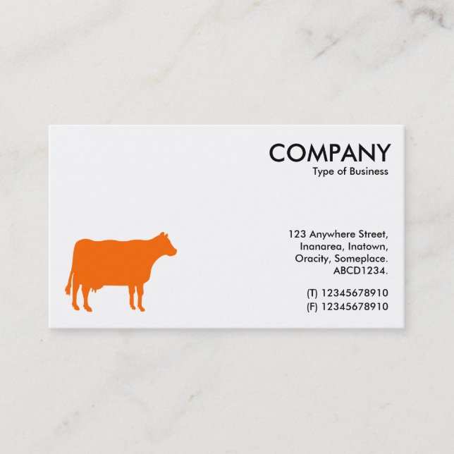 Orange Cow Symbol - White Business Card (Front)