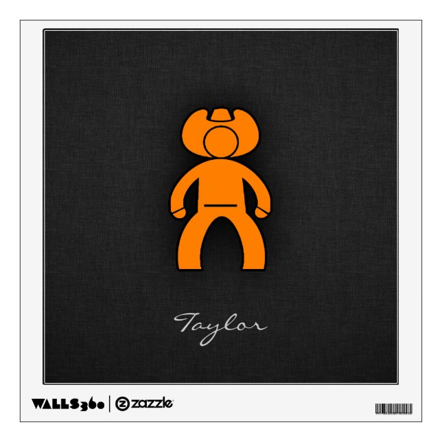 Orange Cowboy Wall Sticker (Front)
