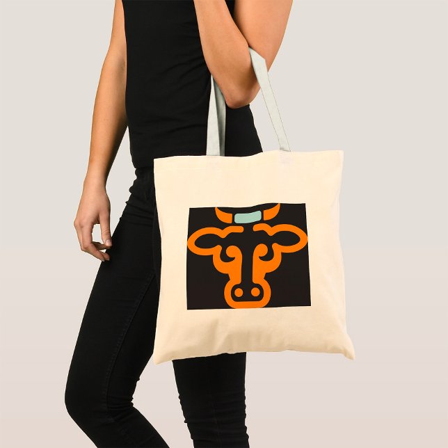 Orange Cows Head Tote Bag (Creator Uploaded)