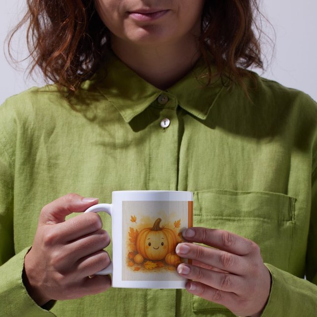 orange Cozy Fall vibes Pumpkin Leaves Coffee Mug (Creator Uploaded)