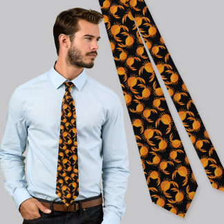 Orange Crab Background Neck Tie