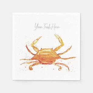 Orange Crab Blue Vintage Boho Beach Party Napkins