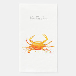 Orange Crab Blue Vintage Boho Beach Party Paper Guest Towels