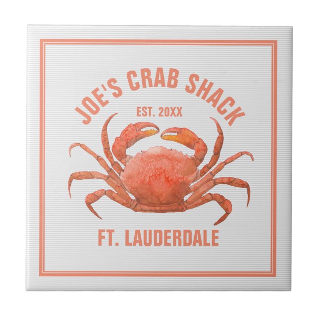 Orange Crab Hand Watercolors Illustration Ceramic Tile (Front)