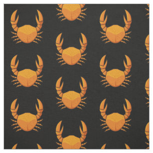 Orange Crab Pattern Fabric