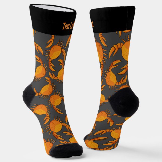 Orange Crab Pattern Socks (Angled)