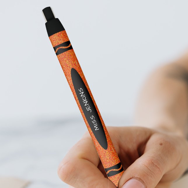 Orange Crayon Teacher Pen (Orange Crayon Teacher Black Ink Pen)