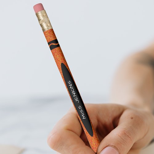 Orange Crayon Teacher Pencil