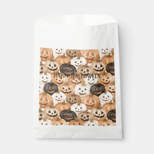 Orange Cream Black Halloween Pumpkins Favor Bag