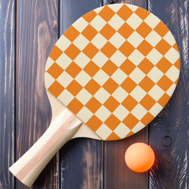 Orange & Cream Checker Ping Pong Paddle (Creator Uploaded)