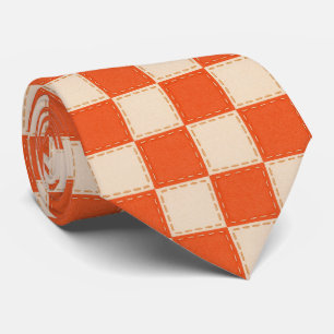 Orange & Cream Checkered Neck Tie
