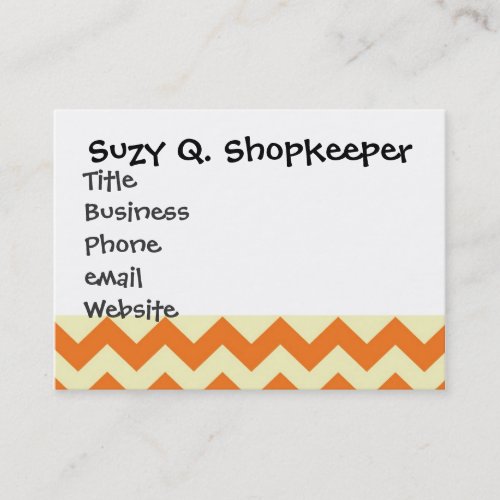 Orange Cream Citrus Chevron ZigZag Stripes Gifts Business Card Template