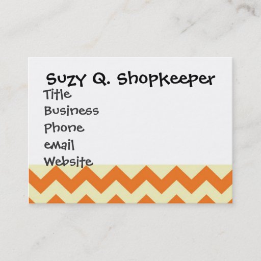 Customizable Orange Cream Citrus Chevron ZigZag Stripes Gifts Business Card Template