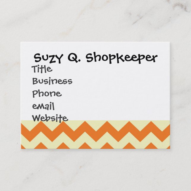 Orange Cream Citrus Chevron ZigZag Stripes Gifts Business Card (Front)