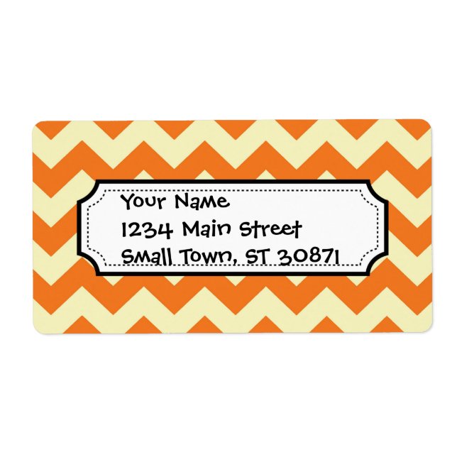 Orange Cream Citrus Chevron ZigZag Stripes Gifts Label (Front)