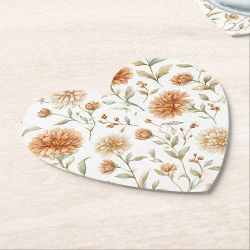Orange Cream Flowers Bridal Shower Paper Coaster