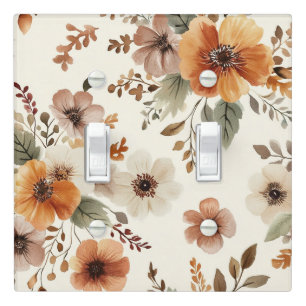 Orange Cream Flowers Light Switch Cover