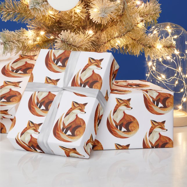 Orange Cream Foxes Wrapping Paper (Holidays)