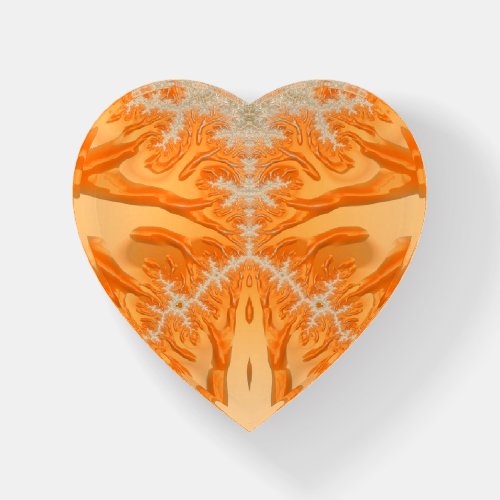  Orange Cream Fractal  Paperweight Heart 