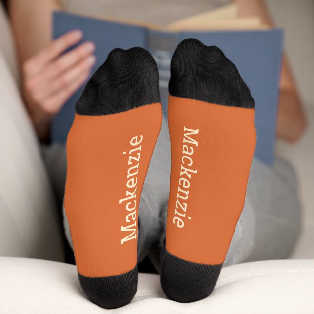 Orange Cream Personalized Name Monogram Bottom Socks (Bottom)