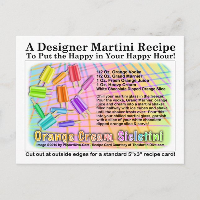 Orange Cream Sickletini Ice Cream Martini Postcard (Front)