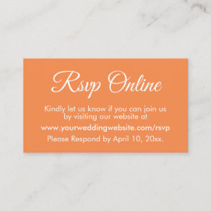 Orange Cream Wedding RSVP Online Elegant Simple Enclosure Card