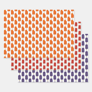 Orange Creamsicle Cherry Grape Twin Pop Popsicles Wrapping Paper Sheets
