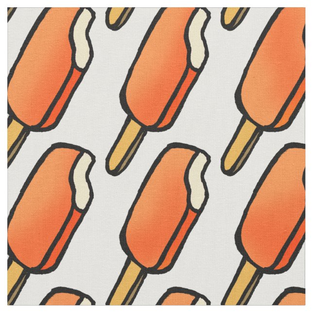 Orange Creamsicle Icecream Popsicles Fabric (Close Up)