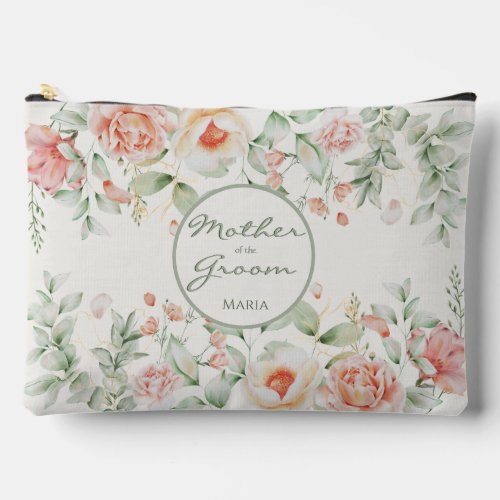 Orange Creamy Floral Mother of the Groom Accessory Pouch