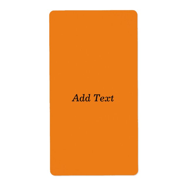 Orange Create Your Own Add Text Custom Label (Front)