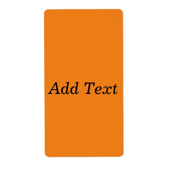 Orange Create Your Own Add Text Custom Label (Front)