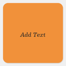 Orange Create Your Own Add Text Custom Square Sticker