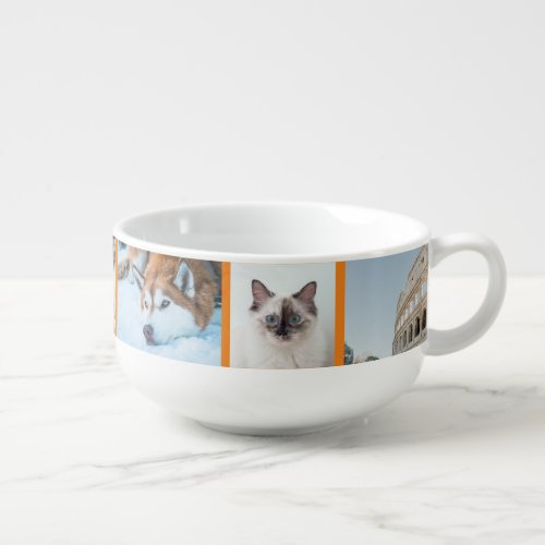 Orange  Create Your Photo Collage Custom Modern Soup Mug