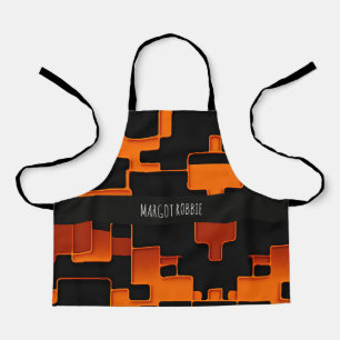 Orange creative maze squares Abstract Pattern Apron