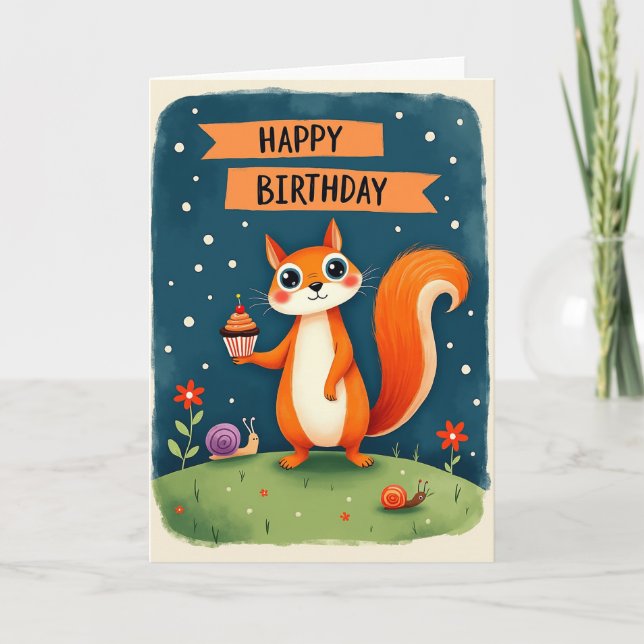 Orange Creature Birthday Card (Front)