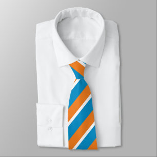 Orange Creme and Powder Blue Diagonally-Striped Neck Tie