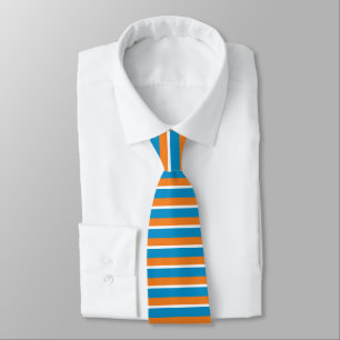 Orange Creme and Powder Blue Horizontally-Striped Tie