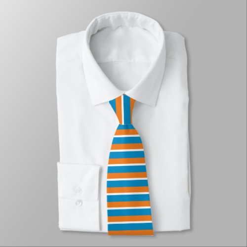 Orange Creme and Powder Blue Horizontally_Striped Tie