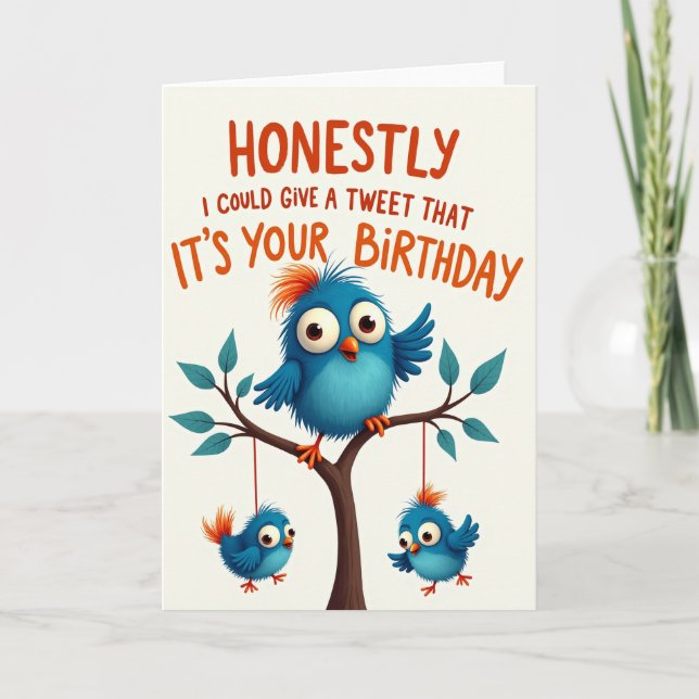 Orange Crest Bird Birthday Card (Front)