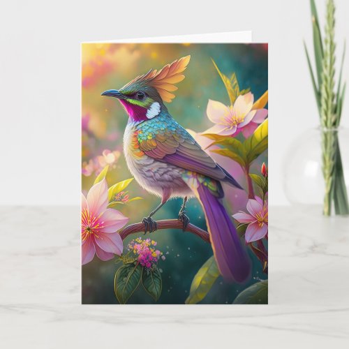 Orange Crested Rainbow Jay Fantasy Bird Card