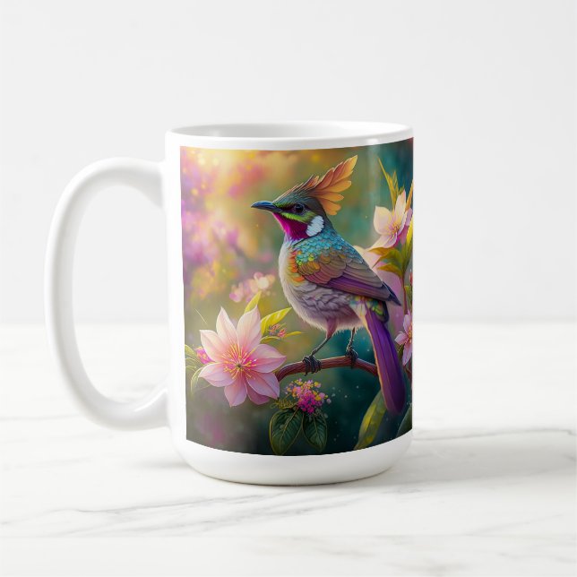 Orange Crested Rainbow Jay Fantasy Bird Coffee Mug (Left)