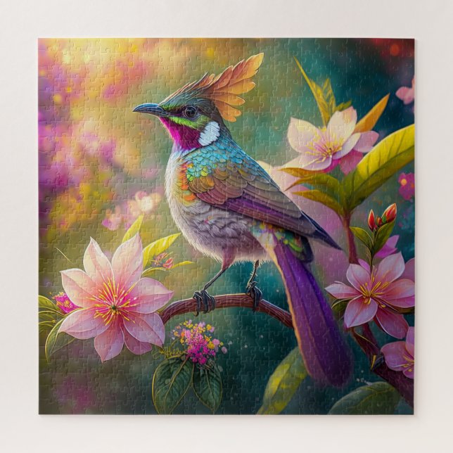 Orange Crested Rainbow Jay Fantasy Bird Jigsaw Puzzle (Vertical)